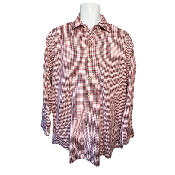 Peter Millar Men's Nanoluxe Easy Care Button-Down Long Sleeve Shirt Large Red - Picture 2 of 9